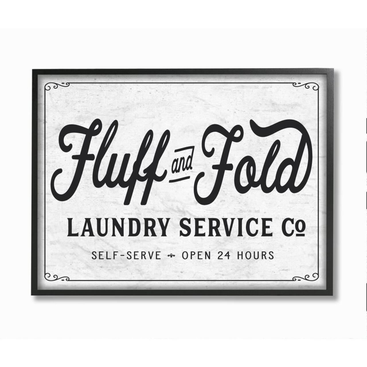 Stupell Industries Fluff and Fold Laundry Room Vintage Country Sign Framed Wall Art
